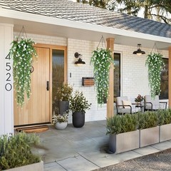 4Pcs Artificial Hanging Fern Plants FakeTrailing Foliage Flower Leaf Home Decor