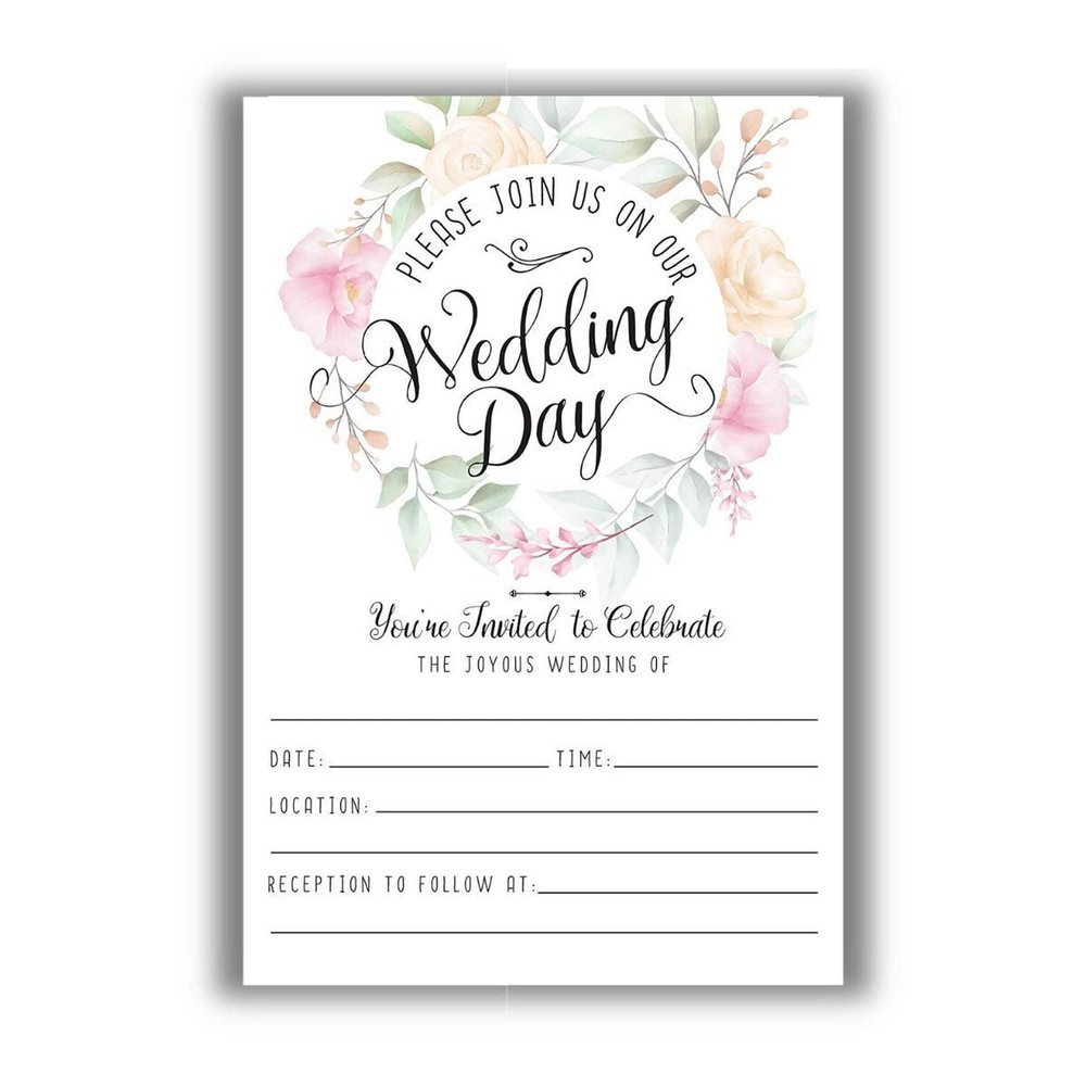 Wedding Invitations with Envelopes – Set of 25 – Blank Wedding Stationery – B…