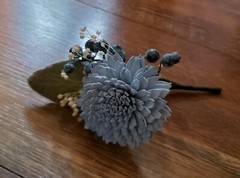 Dusty Blue Navy White Bridal Cascading Bouquet Bride Sola Wood Wedding Flowers