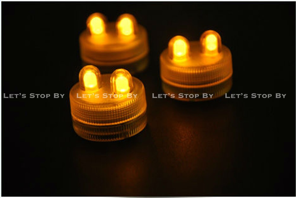 20 AMBER SUPER Bright Dual LED Tea Light Submersible Floralyte Party Wedding