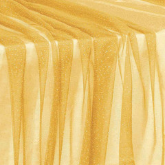 Gold Glitter Tulle Fabric Rolls with Shiny Silver Sequin, 1 Yard Tulle Bolt Gold