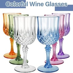 24 Pcs Plastic Vintage Wine Glasses, 7 Oz Plastic Colored Water Goblets for