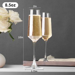 PARACITY Champagne Flutes, Glasses Set 2 Count (Pack of 1), Clear