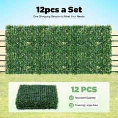 12Pcs Artificial Plant Hedge Grass Mat Greenery Wall Fence Panel Background