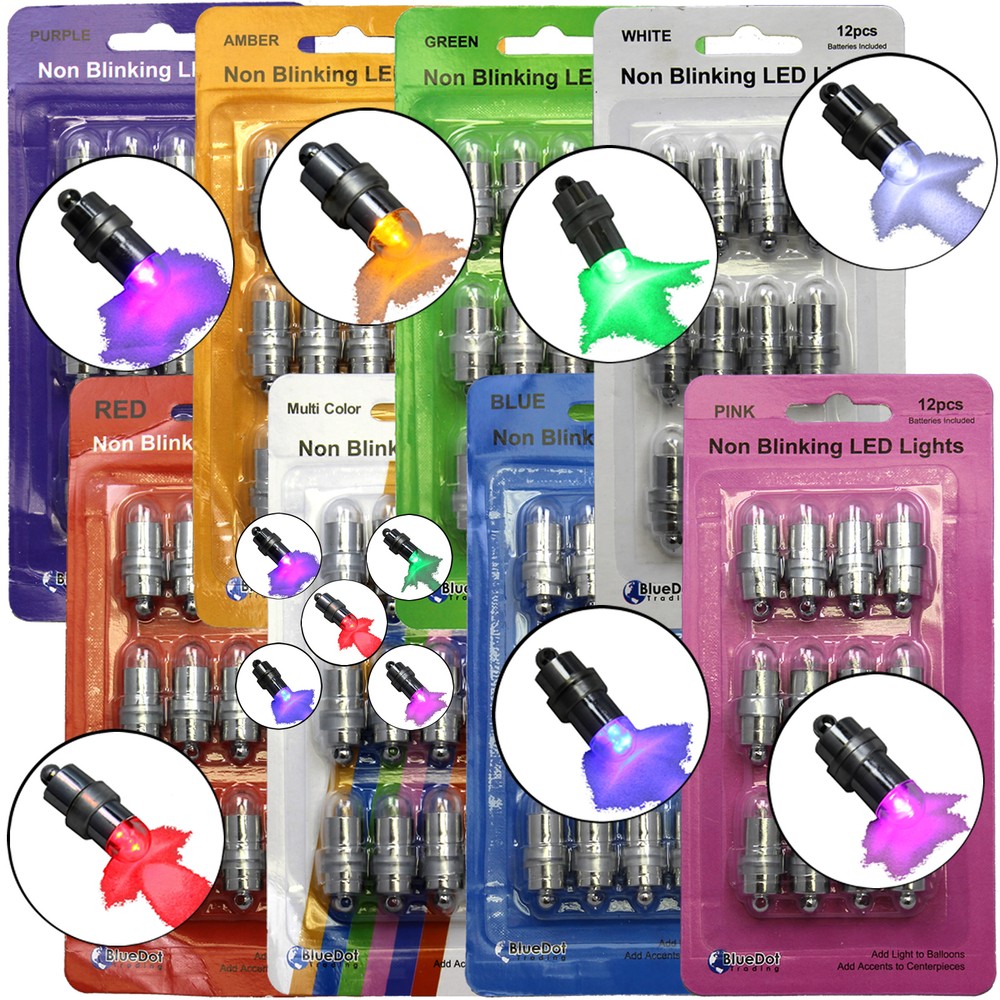24 Amber Blue Green Mini Waterproof Balloon LED Bulb Decor Party Wedding Light