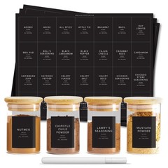 230 Black Spice Labels by ThreeKin | Waterproof & 1 inch in diameter,