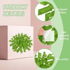 6 Pcs 4 Inch Grosgrain Curly Bows for Gift Wrapping Self-Adhesive Grass Green