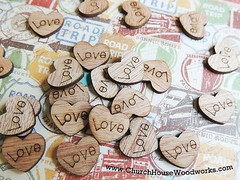 100 little wooden love heart rustic wedding table confetti, guest book decor USA