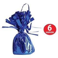 Metallic Wrapped Balloon Weights, Set of 6, Blue Party Decorations with Loop