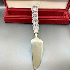 Mikasa 9 1/2″ Silver Plate Cake Server W/ Crystal Handle W/Box Wedding Pie
