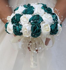 Wedding Rose Bouquet – Silk Flowers & Rhinestones