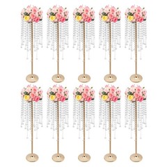 10pcs Crystal Table Centerpieces Gold Flower Stand Wedding Party Rack Decor