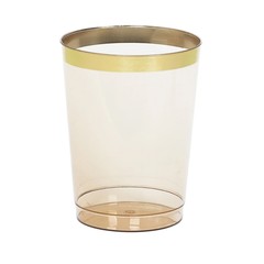 25 Crystal Amber Gold Gold 10 oz Plastic Cups Gold Rim Party Events Decorations