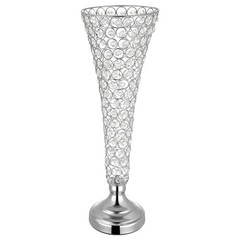 4PCS Silver Crystal Vases, 20in Tall Metal-Base Floral Centerpieces for Events