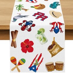 Puerto Rico Table Runner Puerto Rican Birthday Party Pattern-1 13″ x 72″