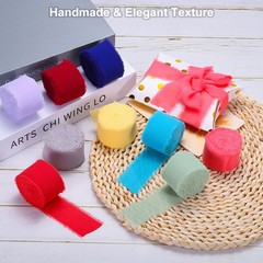 Chiffon Ribbon, 1.5″x7 Yard Silk Beige White Tulle Satin Fabric Ribbon,6pcs