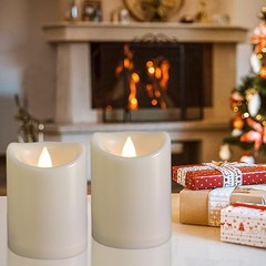 2 Pack Outdoor Battery Operated Candles with Timer (3×4 3 x 4 inches – 2 PACK