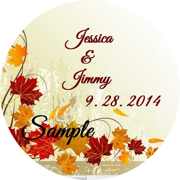 120 Personalized Custom Fall Autumn Leaves Wedding Round Stickers Envelope Seals