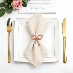Bow Napkin Rings Set of 12 for Wedding Party Birthday Holiday Family Rose Gold