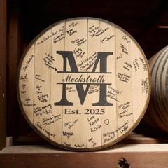 Bourbon Barrel Head, Wedding Guest Book, Custom Rustic Wedding Sign