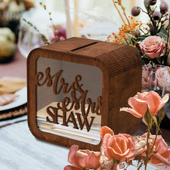 Personalised Laser Cut Wooden Wedding Card Wishing Box – Square