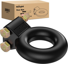 Heavy Duty Pintle Hitch Lunette Ring Tow Eye,3″ ID, 26,455 Lbs（12T） Capacity,Bla