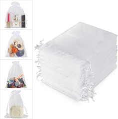 100PCS 4X6 (10X15Cm) Sheer Organza Bags, White Mother’S Day Wedding Favor Bags w