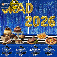 multiwins 7-Pack Graduation Party Decorations Set, 3 Blue 54″ x 108″,