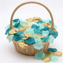 900PCS Teal Aqua Mint Gold Silk Rose Flower Petals Party Confetti Table