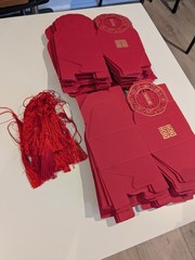 60 Count Chinese Wedding Favor Paper Gift Boxes Double Happiness with Tassel Red