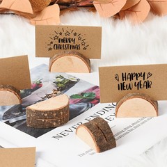 Luckforest Wood Place Card Holders with Kraft Cards, 20 Pcs Half-Round