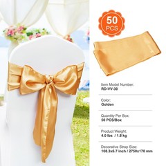 Uimoso 50PCS Gold Elastic Spandex Chair Bands for Events, Weddings, and Dining