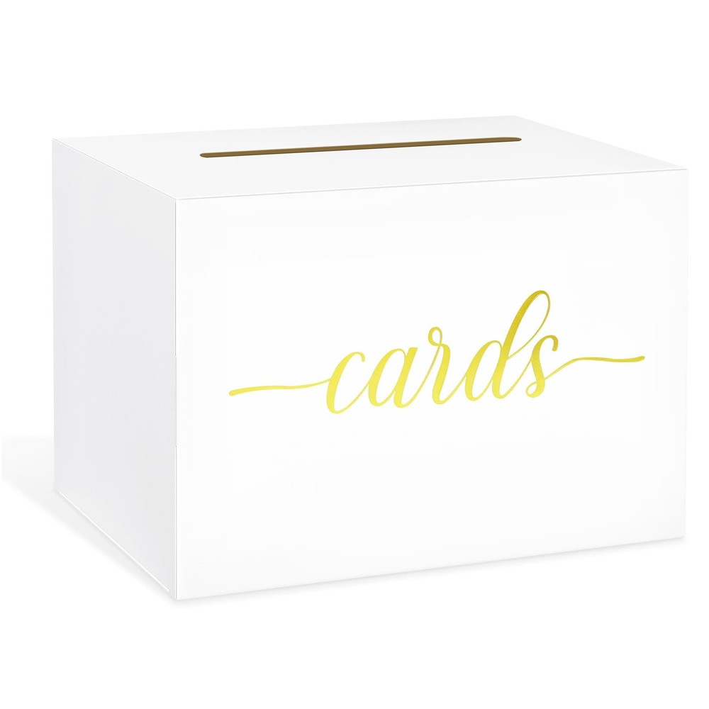 White and Gold Foil Card Box for Party Wedding Birthday Bridal or Baby Shower…