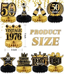 9 Pcs 50th Birthday Decoration for Men Women 50th, 50th-black and Gold