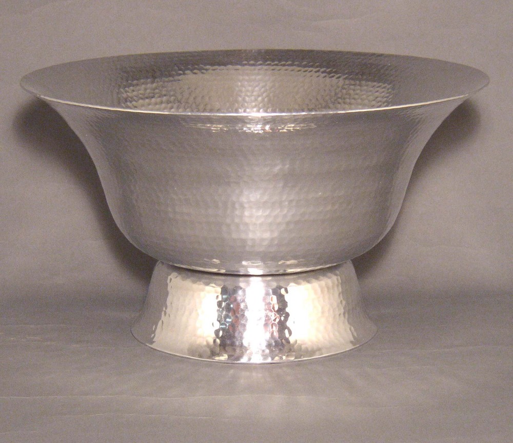 Compote Bowl Vase Polished Aluminum Revere Hammered 12″Dia 7″High