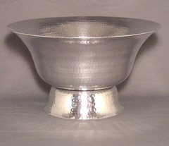 Compote Bowl Vase Polished Aluminum Revere Hammered 12″Dia 7″High