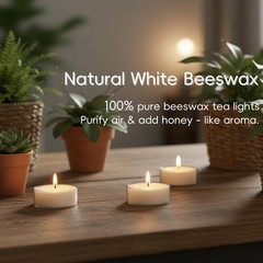 Mosroad 48 Pcs Natural Beeswax Tealight Candles White Pure Beeswax Tea Candles