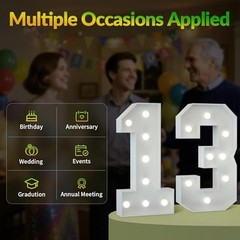 2.3FT 13 Marquee Numbers, 13 Light up Numbers 13th Birthday Number 13