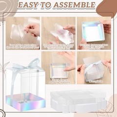 36 Set 3. 5 x 3. 5 x 4. 3 in Transparent Candle Gift Box Packaging Box Silver