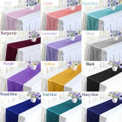 Satin Table Runner Wedding Party Banquet Venue Décor 12″ x 108″ Satin Tablecloth