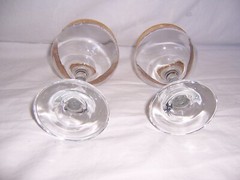 2 Our Wedding Etched Water Goblets/Wine Glasses Encrusted Gold Rim Bride & Groom