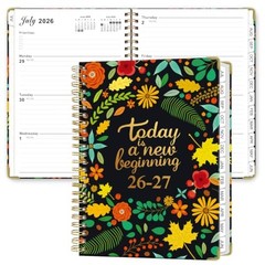 2026-2027 Vornika Academic Planner Floral, A5 6.3″x8.5″ | Spiral Black