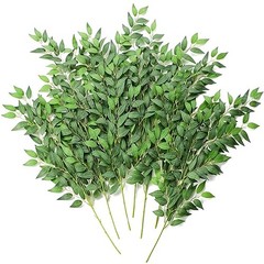 12pcs 28» Artificial Italian Ruscus Greenery Stems, Faux Hanging Greenery