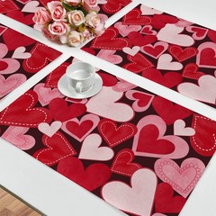 Seliem Red Pink Love Hearts Placemats Set of 4, 12»X18»,