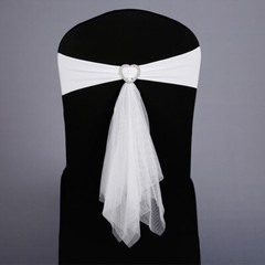 10 PCS Flower Lace Heart Buckle Stretch Chair Sashes Cover Wedding Party Decor
