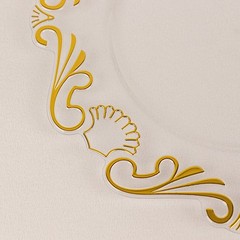 10 Round 8″ Clear Gold Baroque Plastic Salad Dinner Plates Party Decorations