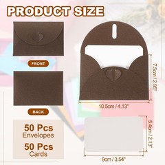 PATIKIL 50 Set Mini Envelopes with Heart Clasp, 4.1×3″ Blank Note Coffee