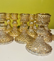 Set Of 12 Reversible Gold Glass Candle Holder Taper Votive Wedding Decor
