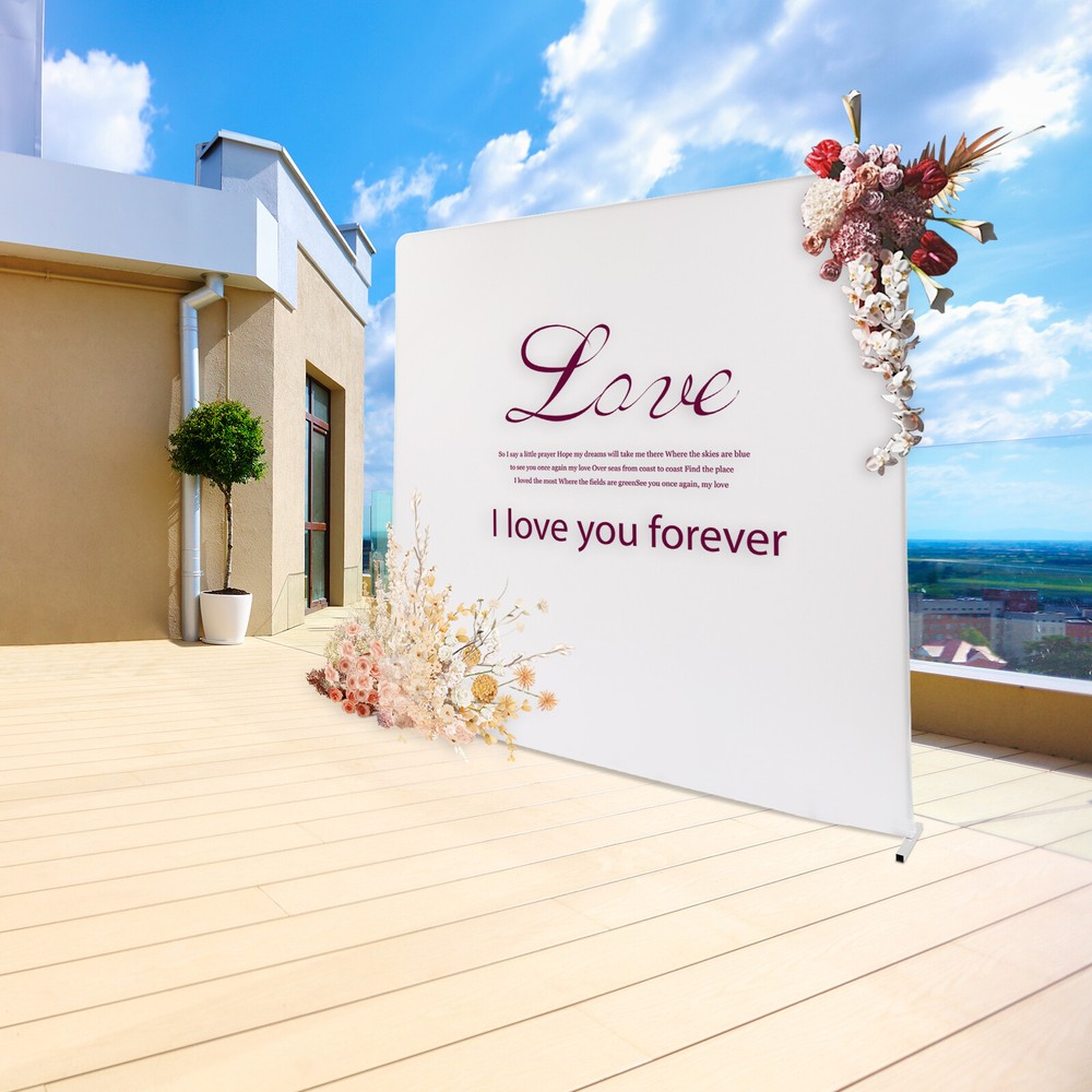 Wedding Arch Backdrop Stand Square Balloon Metal Frame w/White Cloth Cover