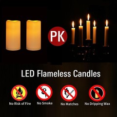 xiangpeng Flickering Flameless LED Candles with 10-Key 2pcs, Ivory Plasitc